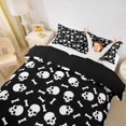 thumbnail image 2 of Homewish Spooky Skeleton Bedding for Kids Boys Girls, Happy Halloween Theme Duvet Cover Full, Black Reversible, 3 Pieces, 1 Duvet Cover and 2 Pillowcases, 2 of 6