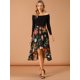 thumbnail image 3 of Allegra K Falda Floral Midi De Gasa Lúrex Con Cintura Elástica Y Dobladillo Alto Y Bajo Para Mujer Negro S, 3 of 6