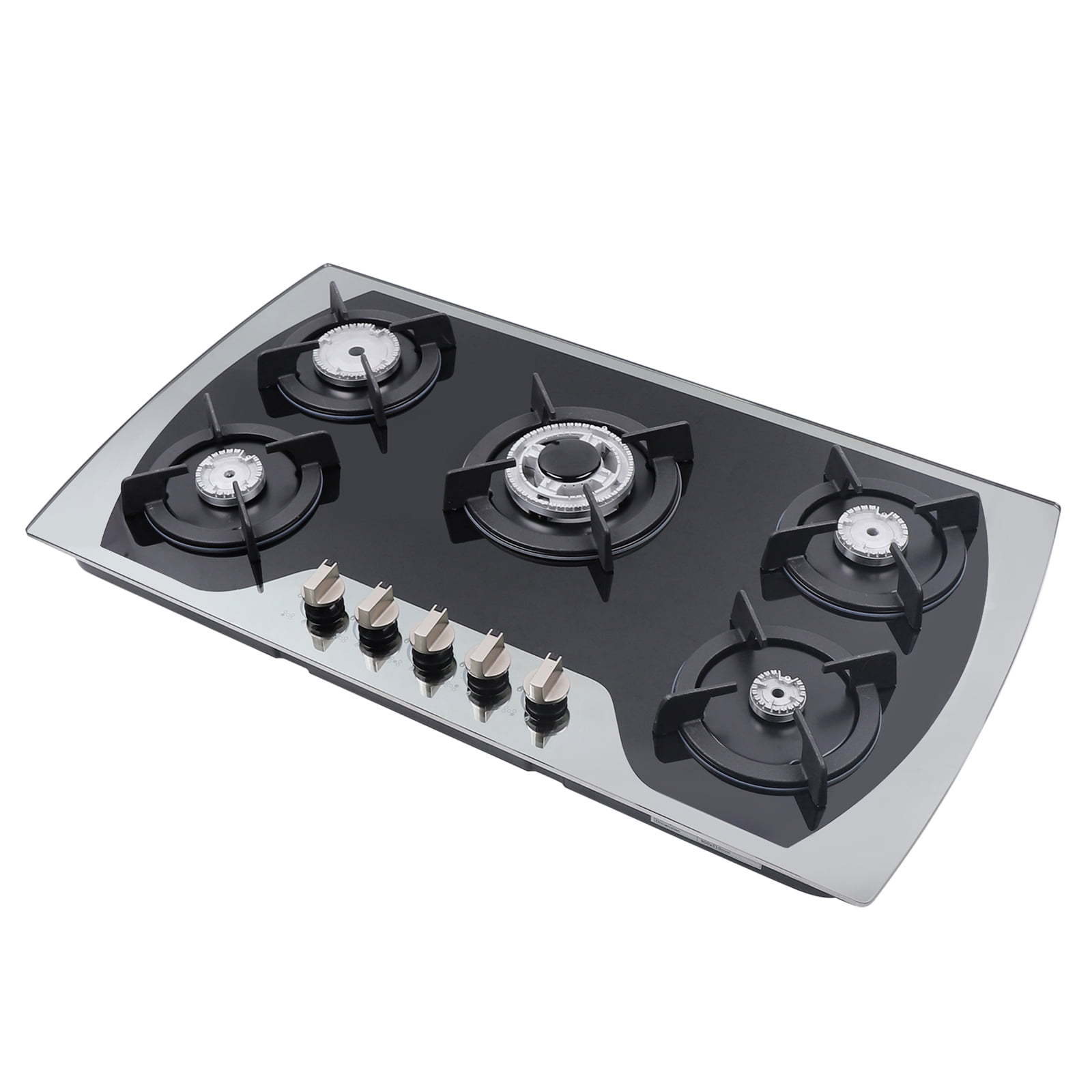 5 Burners Gas Stove 35.4" Built-In Gas Cooktop Natural Gas Propane Stainless