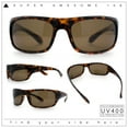 thumbnail image 2 of Polarized Mens Rectangle Wrap Classic Biker Style Sport Plastic Sunglasses Shiny Tortoise - Brown, 2 of 8