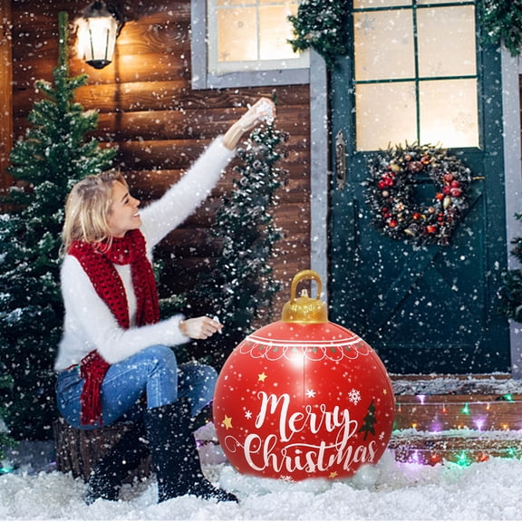 sruoe Christmas Balls, 23 inch PVC Inflatable Christmas Ornaments Balls, Christmas Decorations Balls, Outdoor Christmas Balls for Home Decorations, Decor