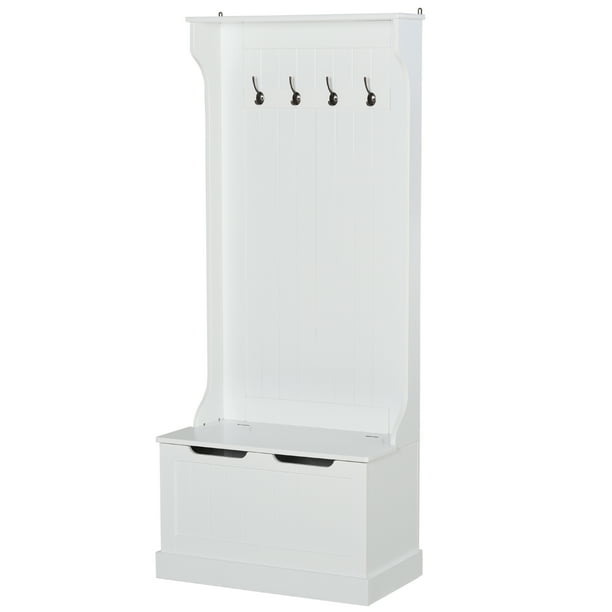 Homcom 3 In 1 Entryway Hall Tree With Storage Bench Coat Racks 4 Hooks Wooden Seat Space Saving Simple Robust White Com Homcom 3 In 1 Entryway Hall Tree With, Homcom 71 Hall Tree With Storage Bench And Coat Rack