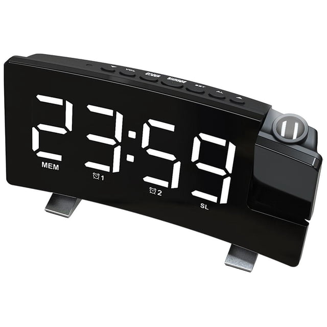 Radio Digital con Cargador USB Regulador de Intensidad Proyector Alarma LED Batería Radio Dormitorio Luz blanca