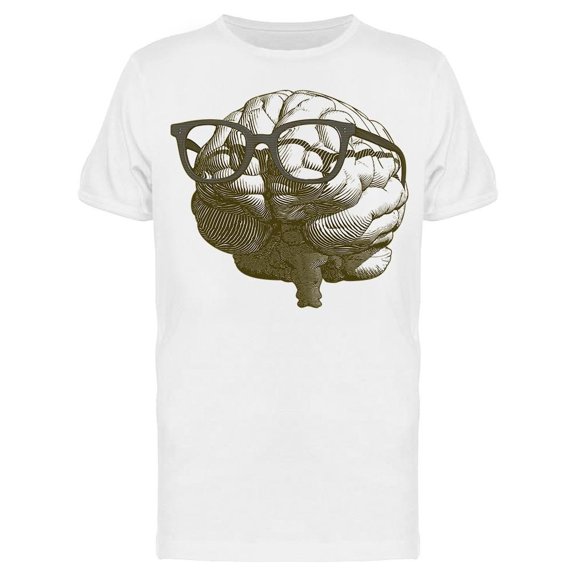 Monochrome Brain With Glasses Tee Men's -Image by Shutterstock
