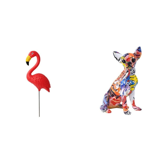 Estatua de estaca de jardín,Adorno de flamenco para jardín,patio,porche,Estatua de flamenco,estatuilla,escultura,exterior,playa,Figura decorativa,Estatua de perro coleccionable,decoración de