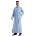 thumbnail image 2 of BSDJILFG Mens Long Robes Half Zip Up Long Sleeve Sun Protection Slim Fit Linen Breathable Maxi Nightgowns for Mid-East Tradition, 2 of 9