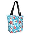 thumbnail image 2 of KLL Tote Bag for Women Hawaiian Style Print Shopping Grocery Reusable Bags for Office School Shopping Travel, 2 of 6