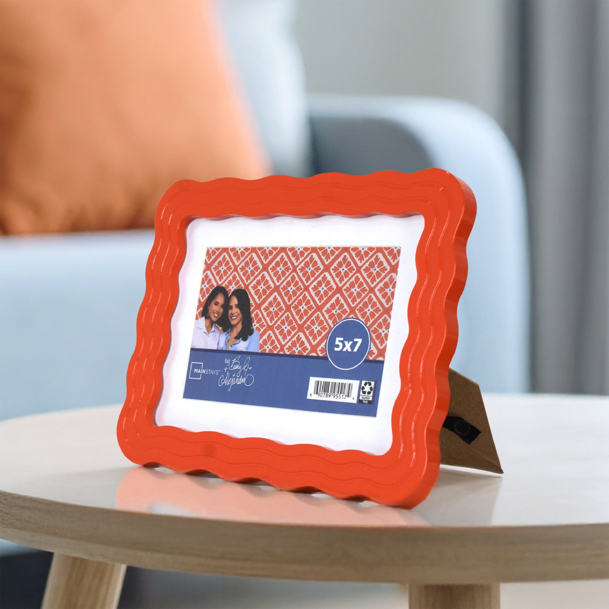 Mainstays by Becky G. & Alejandra 4" x 6" or 5" x 7" Wavy Photo Frame, Mandarin Orange