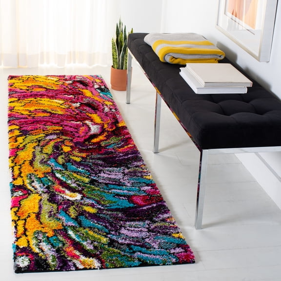Safavieh Fiesta Stamen Abstract Shag Runner Rug, Multi, 2'3" x 8'