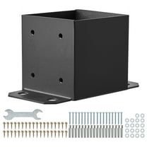 KFFKFF 4-Pack 6x6 Post Base, Inner Dimension 5.6"x5.6", Durable Powder-Coated Anchor Brackets, Matte Black, Ideal for Pavilion Deck Railing and Support Base Plate