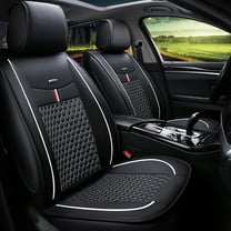 Maidao Car Seat Covers Full Set for Honda for Ridgeline 2006-Present Waterproof Premium Leather Front and Back Seat Protectors Black White