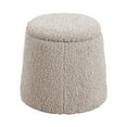thumbnail image 6 of JERFIT Boucle Fabric Round Storage Ottoman Footstool Pouf, Beige Upholstered Stool with Lid for Living Room, Bedroom, 6 of 8