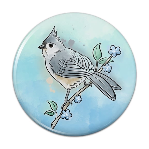 Tufted Titmouse Watercolor Northeastern Bird Pinback Button Pin