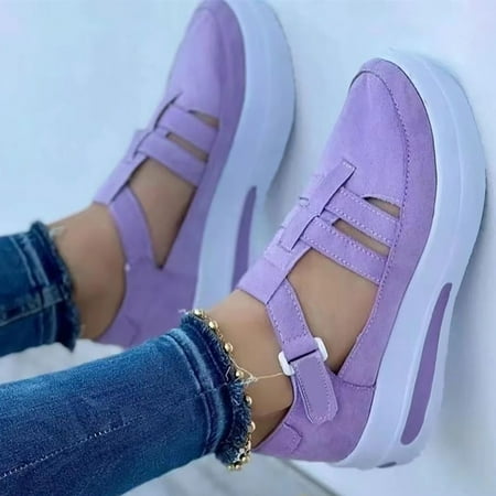 

Fall Saving! Tuobarr Sneakers for Women Stylish Sneakers Women s Shoes Easy to Put on and Take off Low-Top Platform Wedge Sandals Purple B US Size 7