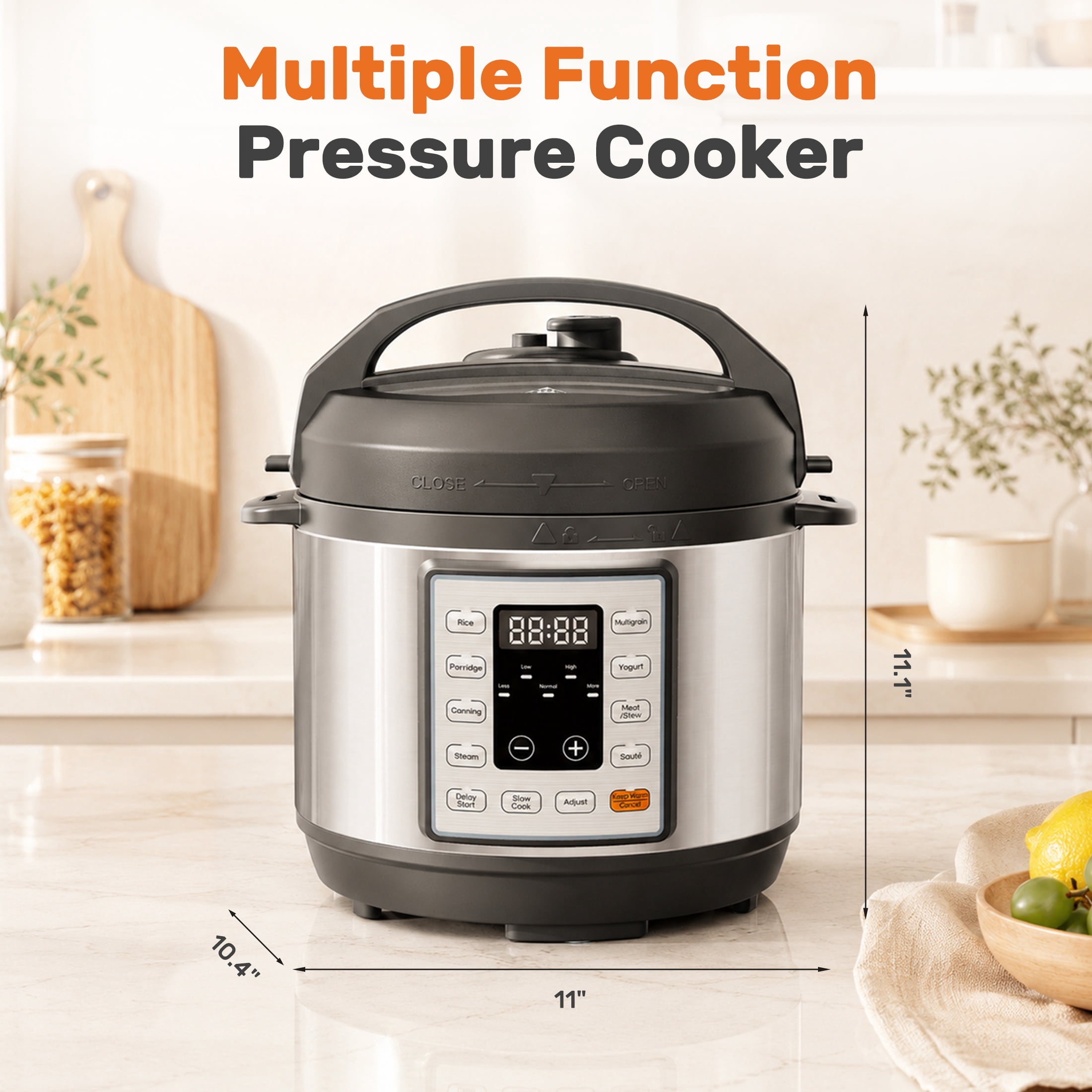 edx 3 Quart Electric pressure cooker,Multi-Function Features Stainless Steel Pot with 8 Functional Modes & Programmable Timer, Silver