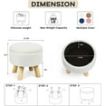 thumbnail image 6 of Small Round Ottoman with Storage, Ottoman Foot Rest in Teddy Velvet, Footstool with Wood Legs and Soft Sponge, for Living Room, Bedroom, Couch, Enterway (Cream), 6 of 7