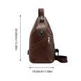 thumbnail image 4 of Bolso bandolera de piel sintética para hombre, con cremallera, para el pecho, para auriculares USB (marrón oscuro), 4 of 7