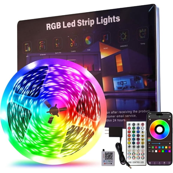 Led Lights for Bedroom 200 FT (2 Rolls 100 FT), with Remote and Application Control RGB Color Changing LED Strip Lights, Music Synchronization, Used for Room, Family, Party Decoration