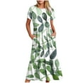 thumbnail image 1 of Vestido de Manga Corta para Mujeres Vestido de Verano de Cuello Redondo Impreso, Poliéster de Tamaño Verdadero Diario Y Vestido de Fiesta, 1 of 4