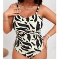 thumbnail image 6 of Enjoytime Womens One Piece Swimsuits Print Square Neck Tummy Control Bathing Suits Ruched Adjustable Straps Plus Size Swimsuit, 6 of 8