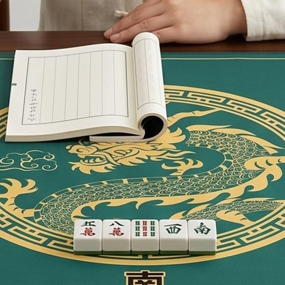 Slccxzc Chinese Style Mahjong Mat, Anti Slip and Noise Reduction Mahjong Table Cover Portable Game Mat for Mahjong, Poker, Card, Board & Tile Games