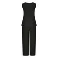 thumbnail image 6 of REORIAFEE Two Piece Outfits for Women Casual Set Workout Jogger Tracksuit Disco Outfit Women's Loose Spring Summer Sleeveless Round Neck Suits Black L, 6 of 6