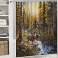 thumbnail image 6 of Pratyus Deer Woods Cabin Modern Waterproof Shower Curtain for Country Cottage & Farmhouse Bathroom Decor with Hooks Set 60x72, 6 of 7