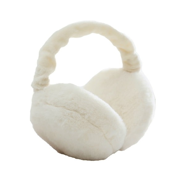 harmtty Warm Keeping Skin-friendly Earmuff Faux Rabbit Fur Rotating Adjustable Ear Cover for Winter,Beige