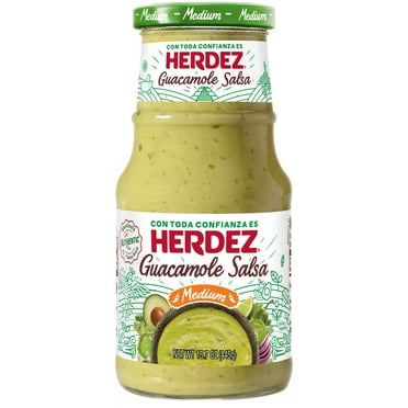 HERDEZ Guacamole Salsa Medium, Tortilla Chip Dip, Shelf Stable, 15.7 oz Glass Jar