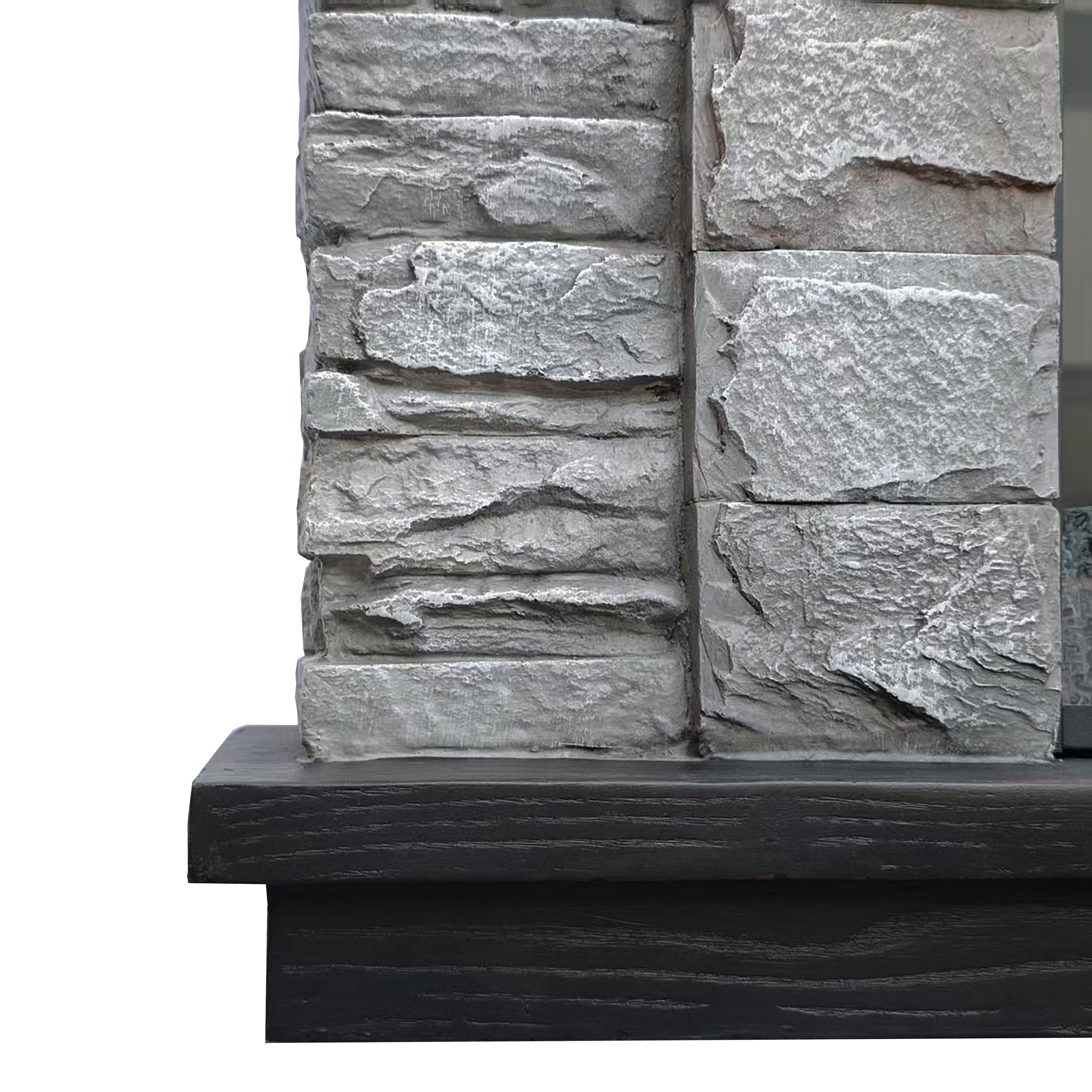 Joy River 45" Electric Fireplace with Faux Brick and Remote Control, Grey, Modern Interior Decor