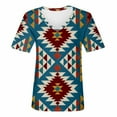 thumbnail image 3 of TQWQT Short Sleeve Shirts for Women Causal V Neck Western Aztec T Shirt Summer Loose Fit Ethnic Print Graphic Tees, 3 of 5