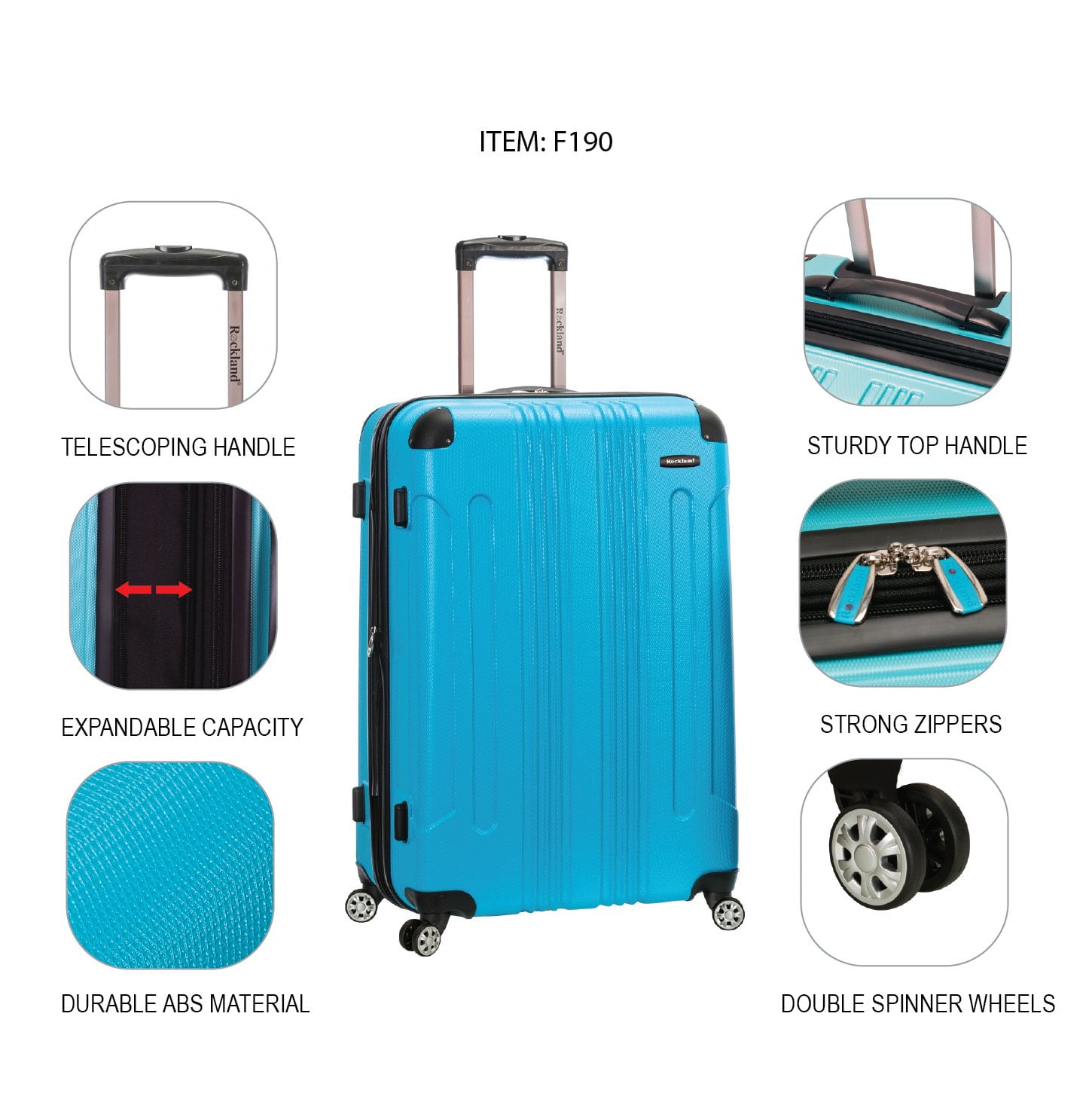 Rockland Luggage Sonic 3 Piece Hardside Spinner Luggage Set, F190