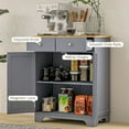 thumbnail image 6 of HOMCOM Kitchen Storage Cabinet, Sideboard Floor Cupboard with Solid Wood Top, Adjustable Shelf, and 2 Drawers for Living Room, Gray, 6 of 9