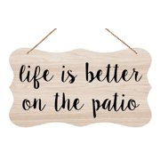 Wood Decor Life Is Better On The Patio Greeting Door Rustic Wooden Living Room Hanging Decorations Housewarming Gifts For Wedding Kitchen 12X6 In