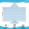 thumbnail image 2 of Light Blue Cartoon Unicorn Cloud Pattern Hooded Bath Towel，60"x35" for Ages 3 To 12 Kids, Quick Dry Lightweight Soft Microfiber Hood Beach Towel Cover Up for Kids, 2 of 7