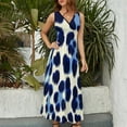 thumbnail image 6 of Blue Leopard Print Cream Background Womens Night Club Maxi Dress V Neck Sleeveless Bohemia Long Dresses, 6 of 9