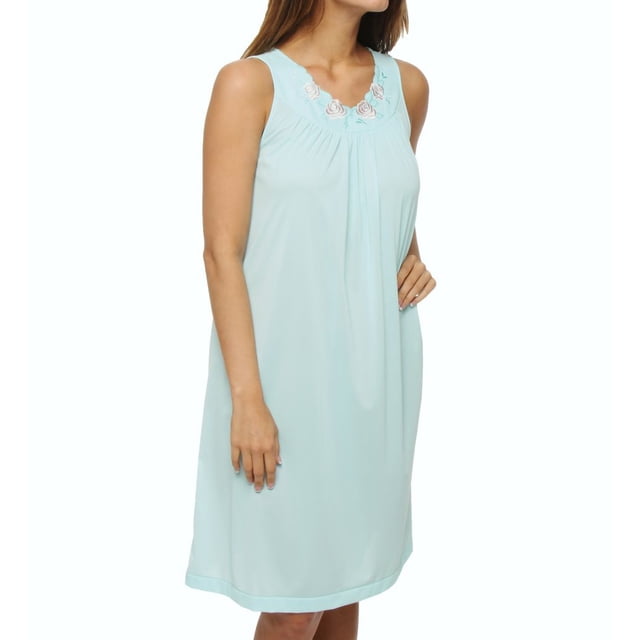 Robe Brodée pour Femmes Shadowline 37280 Pétales 40 Pouces (Vert d'Eau 3X)