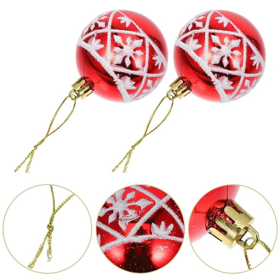AURARMLET 6Pcs Red Christmas Tree Hanging Ornaments with Snowflake Pattern for Xmas Decoration
