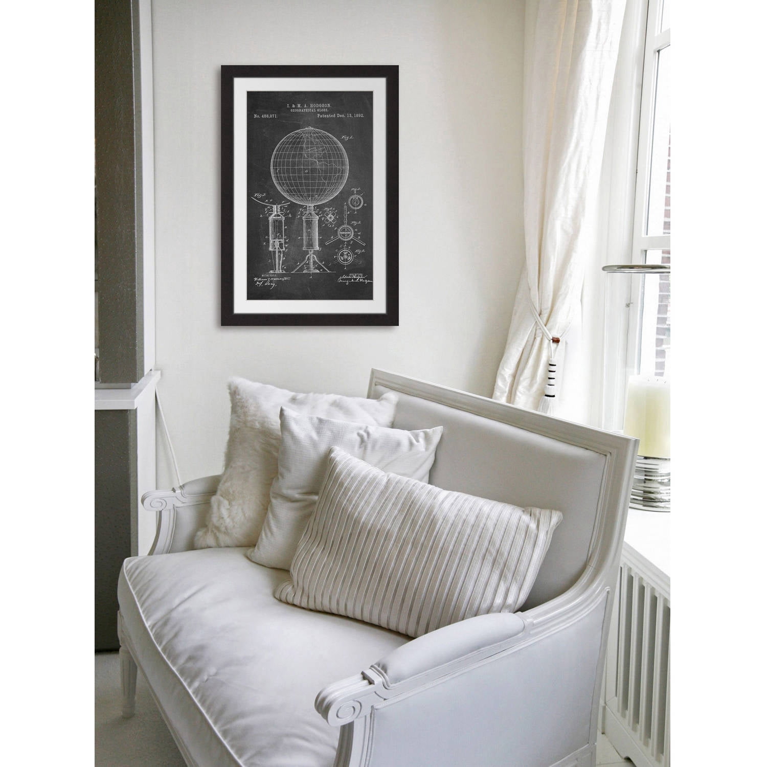 "Globe 1892 Chalk" Framed Painting Print