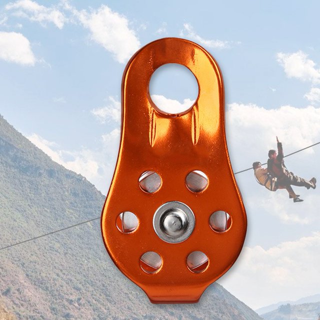 20Kn Single Pulley General Purpose Fixed Side Rope Pulley Climbing Arborist Orange