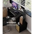 thumbnail image 5 of Small Computer Writing Desk with Drawers, Home Office Desk with Storage Shelves for Home Office Bedroom, Black/Brown, 5 of 6