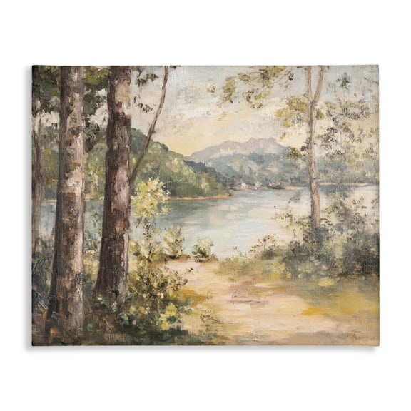 Stupell Industries Peaceful Lakeside Landscape Landscape & Nature Painting Wrapped Canvas Canvas Art Print Wall Art, 20 x 16