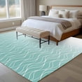thumbnail image 5 of Gradient Teal Washable Living Room Rugs 6'x9', Abstract Morocco Teal Curved Lines Low Pile Throw Large Area Rug Non-Slip Sturdy Edge Binding Carpet for Dining Room Kitchen Office, 5 of 9