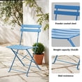thumbnail image 5 of Yardgrace 3-Piece Folding Steel Patio Bistro Set, 2 Chairs and Table, Peacock Blue, 5 of 8