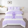 thumbnail image 2 of Feelyou Purple Monogrammed I Bedding Comforter Set, Geometric Stripes Twin Comforter Sets, Bowknot Princess Bedding Set, Breathable Home Decor,2-Piece, 2 of 8