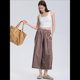 thumbnail image 5 of Pantalones Palazzo de Algodón A Cuadros para Mujer, Cintura Elástica, con Bolsillos, para Verano Color Café S, 5 of 8