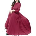 thumbnail image 3 of ZANZEA Womens Dresses O-Neck Evening Long Gowns Solid Color Dress, 3 of 4