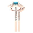 thumbnail image 3 of 1.8 ct Brilliant Round Cut Turquoise 14K Rose Gold Halo Solitaire with Accents Engagement Bridal Wedding Ring Band Set size 9, 3 of 7