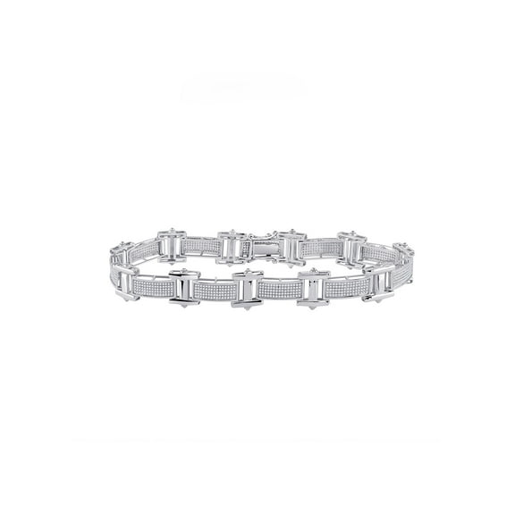 10kt White Gold Mens Round Diamond Link Bracelet 1-3/8 Cttw