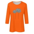 thumbnail image 4 of Dadaria T-Shirt Femme Orange Manches 3/4 Col Rond Grande Taille Été Chandail Blouses 2TG, 4 of 5